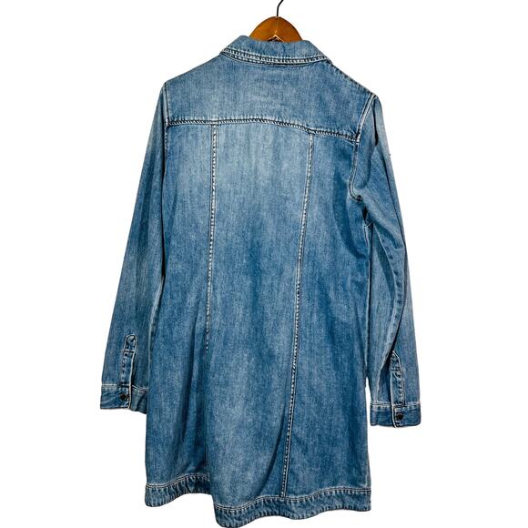 Liverpool Snap Front Chambray Dress Shacket Dual Pocket Long Sleeve - M - Picture 3 of 5